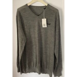 Kariban Premium Mens XL Grey 100% Merino Wool V-Neck Herbalife Sweater NWT